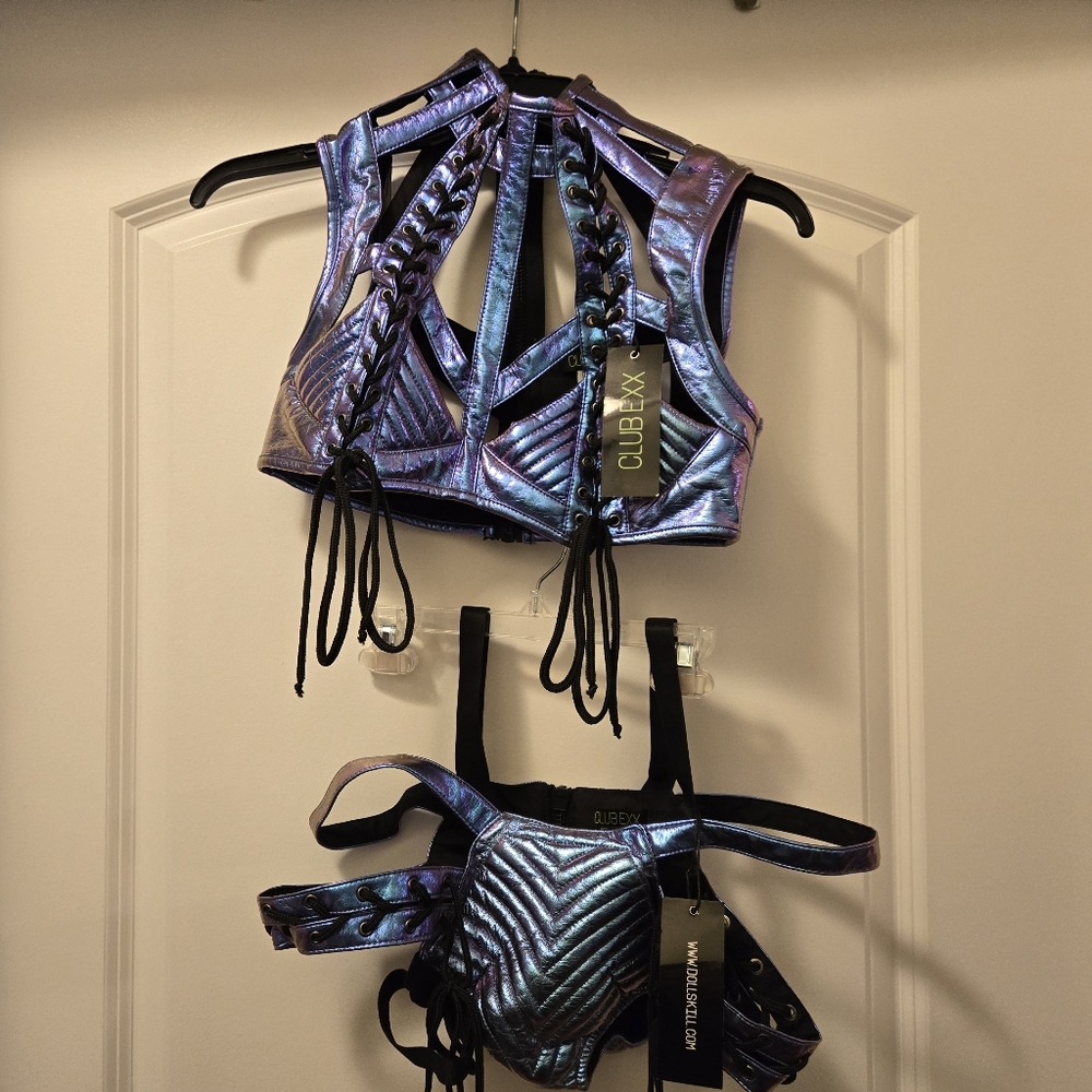 Club Exx Iridescent Purple Top and Bottom Set